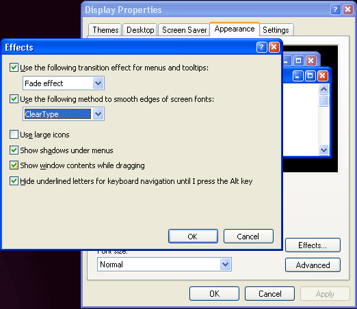 ClearType Font Anti-Alias settings ClearType Font Anti-Alias settings