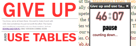 Give UP and Use Tables Give UP and Use Tables